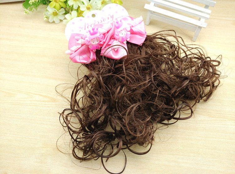3417 Children's Pair Wig Barrettes Princess Girl Baby Bow Roll Hair Accessories Headwear