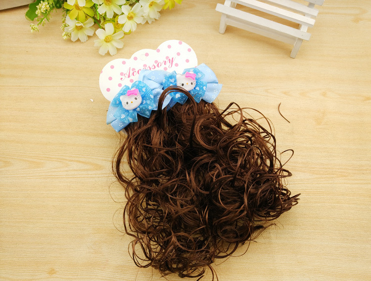 3417 Children's Pair Wig Barrettes Princess Girl Baby Bow Roll Hair Accessories Headwear