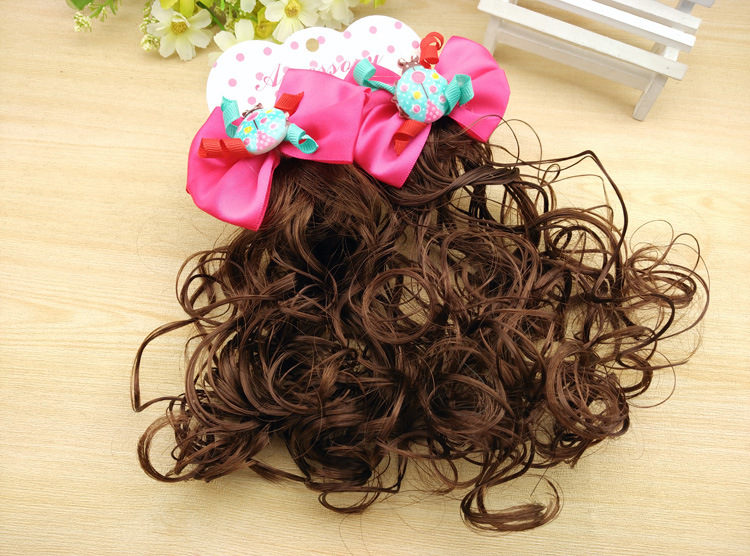 3417 Children's Pair Wig Barrettes Princess Girl Baby Bow Roll Hair Accessories Headwear