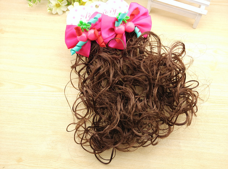 3417 Children's Pair Wig Barrettes Princess Girl Baby Bow Roll Hair Accessories Headwear