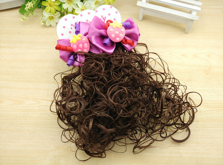 3417 Children's Pair Wig Barrettes Princess Girl Baby Bow Roll Hair Accessories Headwear