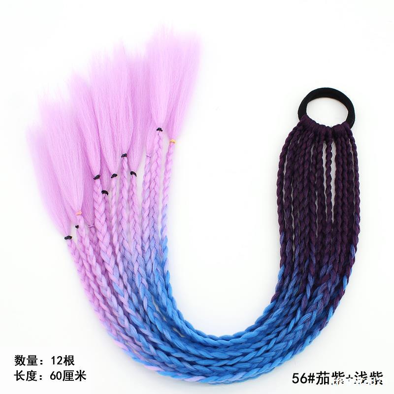 Wig Ponytail Braid Twist Braid Strap Dreadlocks Ponytail Ethnic Style Colorful Braid Gradient African Dreadlocks