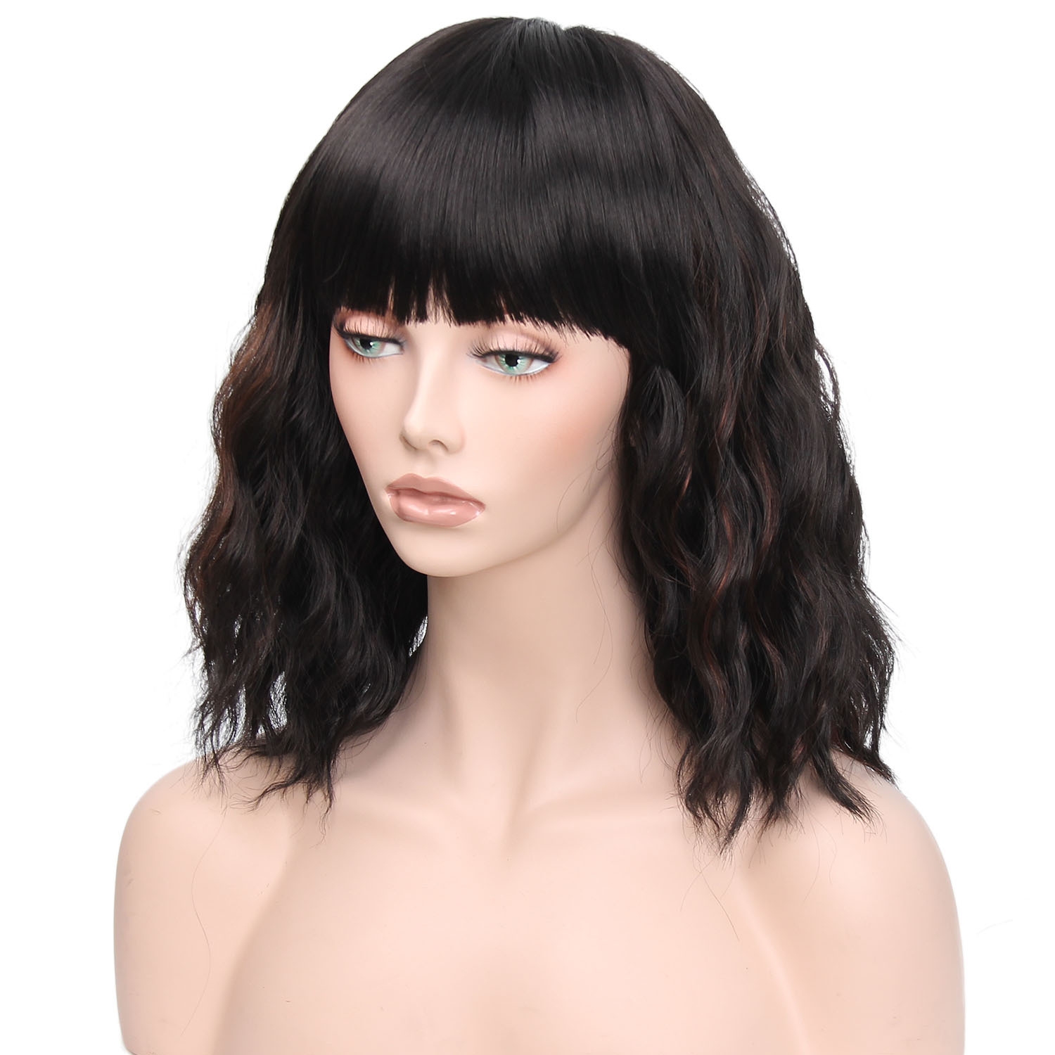 Wig CrossBorder HotSelling Chemical Fiber Wig Female Headgear Black Bangs Short Pear Flower Curly Hair Wig CrossBorder HotSelling Chemical Fiber Wig Female Headgear Black Bangs Short Pear Flower Curly Hair