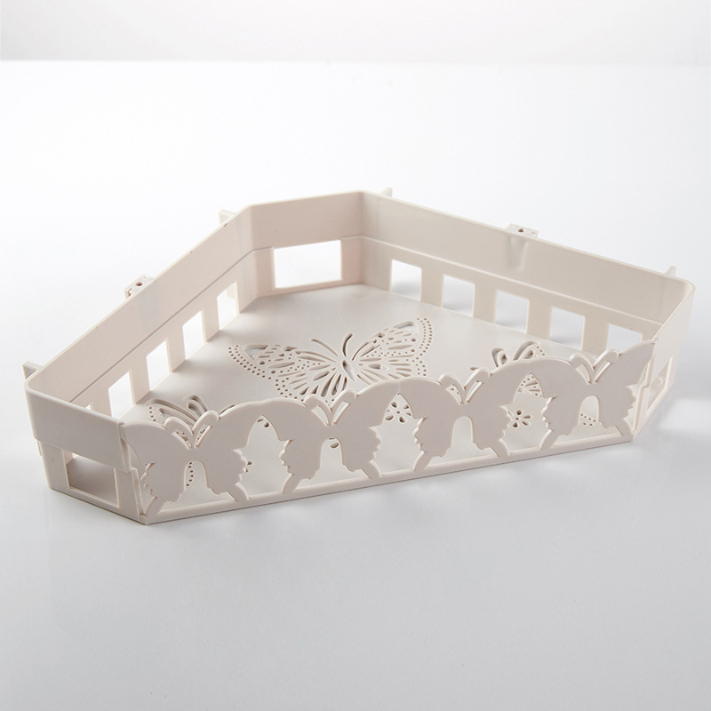 Non-punch wall hanging bathroom shelf bathroom seamless hook corner plastic storage shelf for toiletries