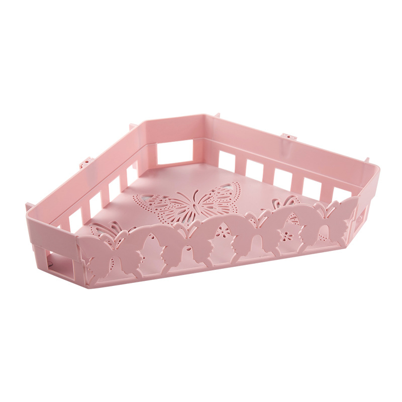Non-punch wall hanging bathroom shelf bathroom seamless hook corner plastic storage shelf for toiletries