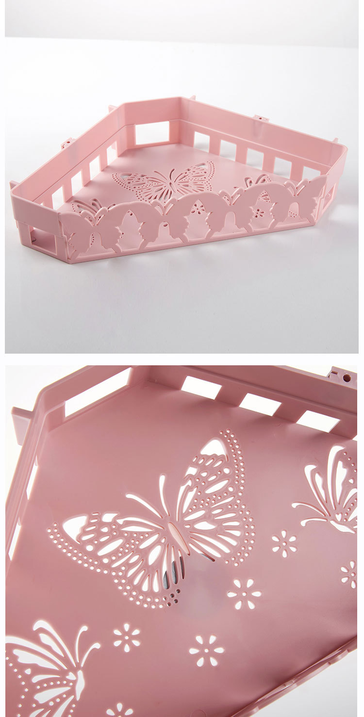 Non-punch wall hanging bathroom shelf bathroom seamless hook corner plastic storage shelf for toiletries