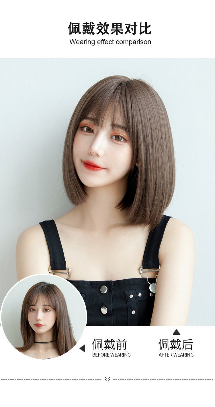 2020 New Wig Female Online Influencer Bob Haircut Short Straight Hair Temperament Inner Buckle Korean Girl Full-Head Wig Hair Cover 2020 New Wig Female Online Influencer Bob Haircut Short Straight Hair Temperament Inner Buckle Korean Girl Full-Head Wig Hair Cover