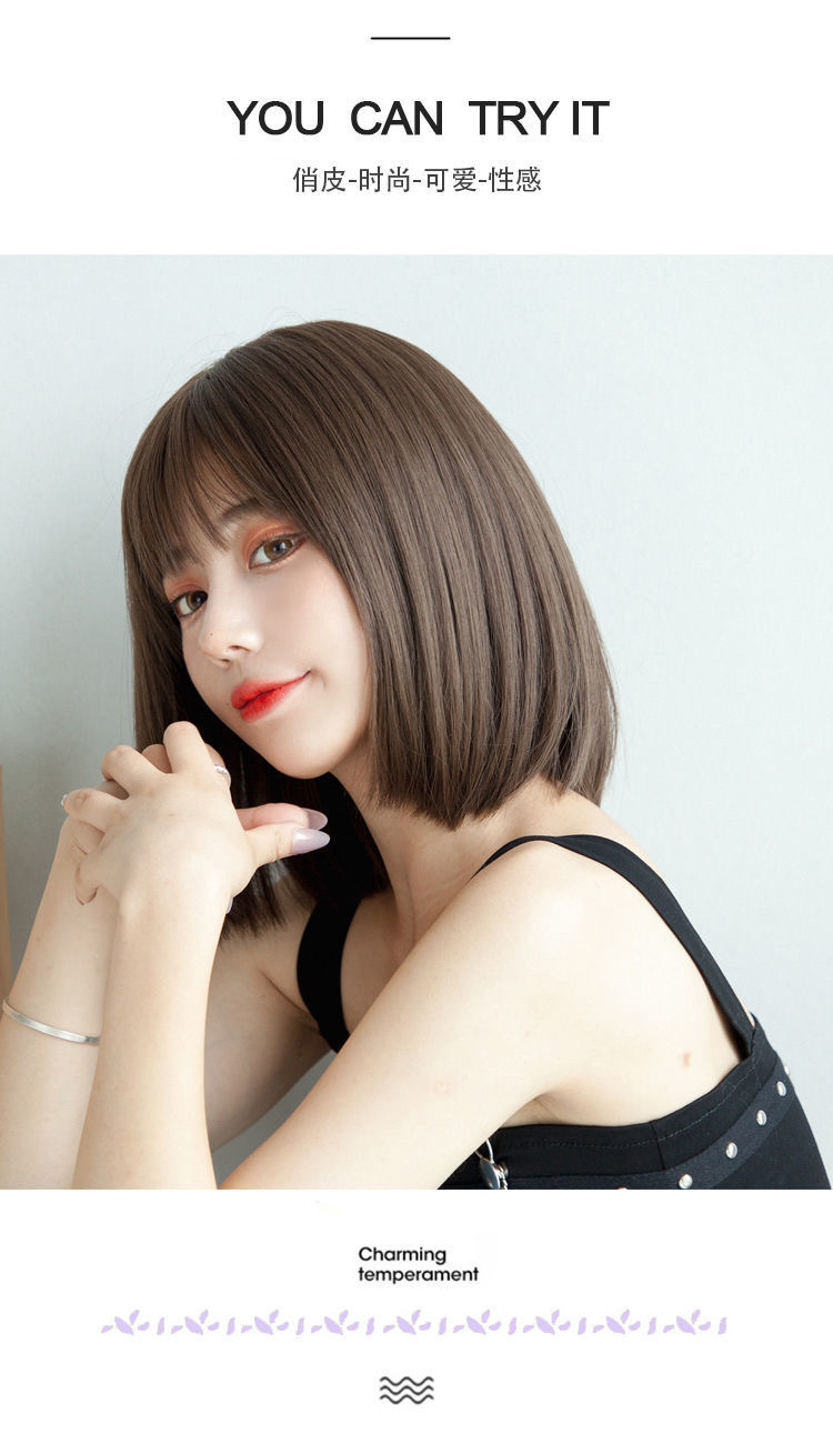 2020 New Wig Female Online Influencer Bob Haircut Short Straight Hair Temperament Inner Buckle Korean Girl Full-Head Wig Hair Cover 2020 New Wig Female Online Influencer Bob Haircut Short Straight Hair Temperament Inner Buckle Korean Girl Full-Head Wig Hair Cover