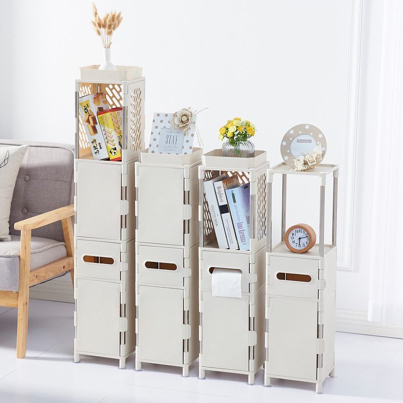 A Bathroom side cabinet is a shelf version of the Bathroom storage shelf floor storage cabinet
