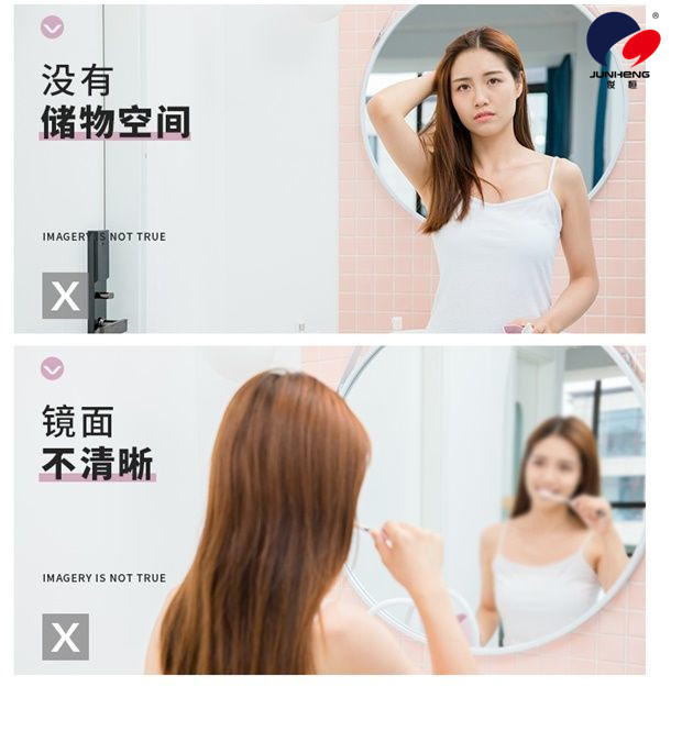 Bathroom Toilet Wall Hanging Mirror Punch-Free Toilet Love Makeup Mirror with Shelf Wall-Mounted Bathroom Toilet Wall Hanging Mirror Punch-Free Toilet Love Makeup Mirror with Shelf Wall-Mounted