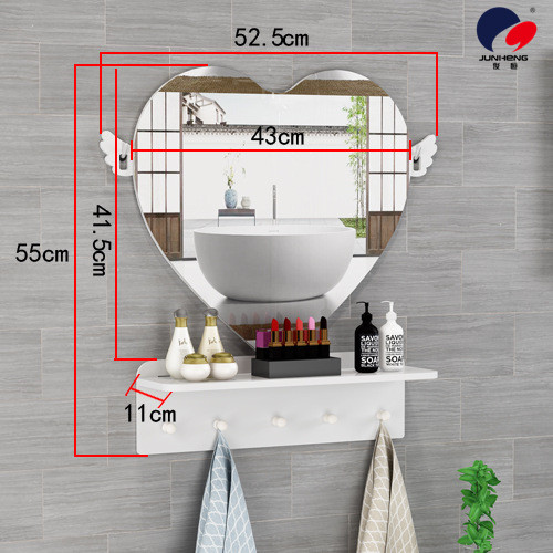 Bathroom Toilet Wall Hanging Mirror Punch-Free Toilet Love Makeup Mirror with Shelf Wall-Mounted Bathroom Toilet Wall Hanging Mirror Punch-Free Toilet Love Makeup Mirror with Shelf Wall-Mounted