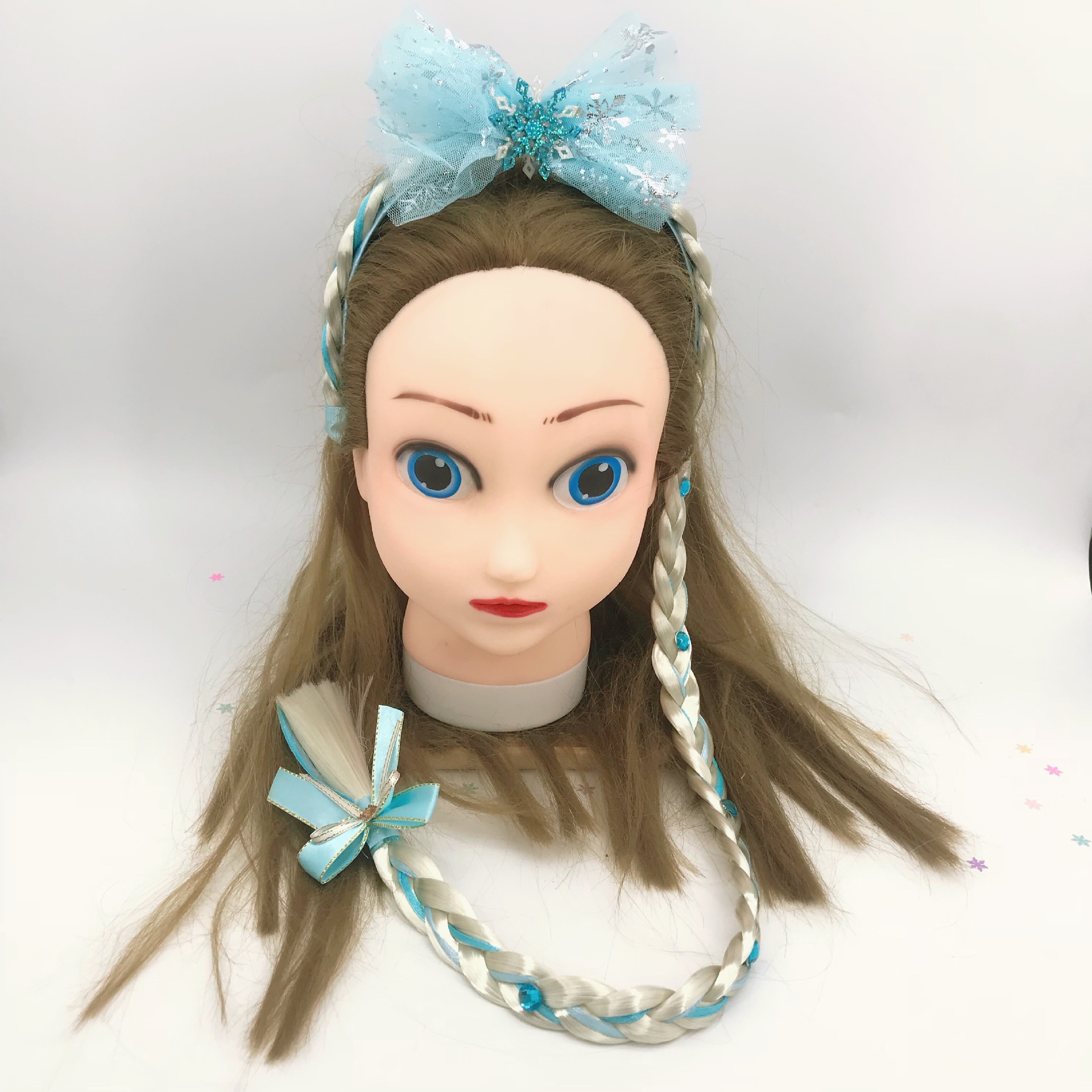Ice and Snow Princess Elsa Wig Braid Headband Head Buckle Dream Mesh Snowflake Braid Festival Dressing Stage Hair Accessories