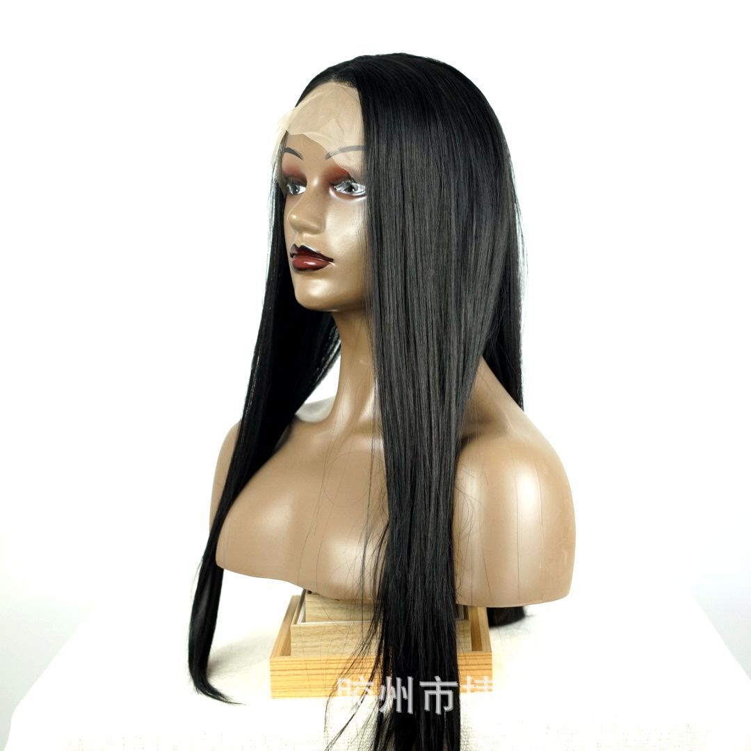 Wig Chemical Fiber Front Lace Wig Wholesale European and American Style Wig Women&#039;s T-Shaped Head Cover Matte High-Temperature Fiber Wig Sheath