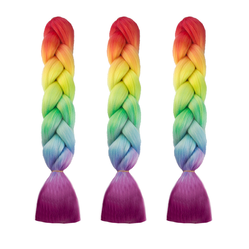 Colorful Gradient Wig Fiber Braids African Dreadlocks Big Braid Braid Hair Big Braid Braid Hair