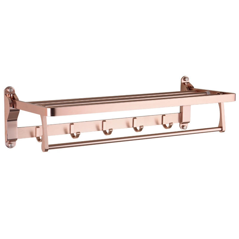Rose Gold Towel Rack Space Aluminum Shelf Bathroom Pendant Set Factory Wholesale Quantity Discount Can Be Labeled