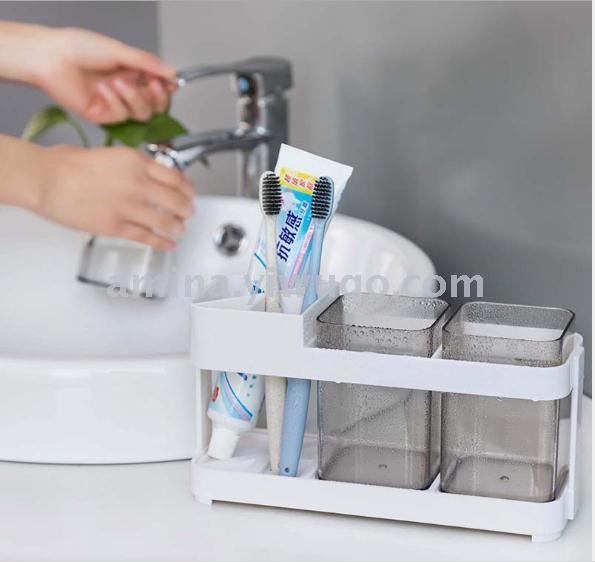 Multi-functional bathroom gargle shelf tooth cup couple set put toothpaste toothbrush holder desktop desktop storage box