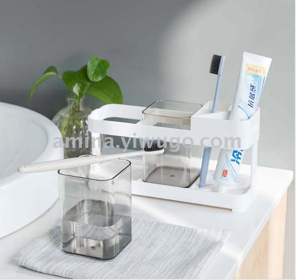 Multi-functional bathroom gargle shelf tooth cup couple set put toothpaste toothbrush holder desktop desktop storage box Multi-functional bathroom gargle shelf tooth cup couple set put toothpaste toothbrush holder desktop desktop storage box