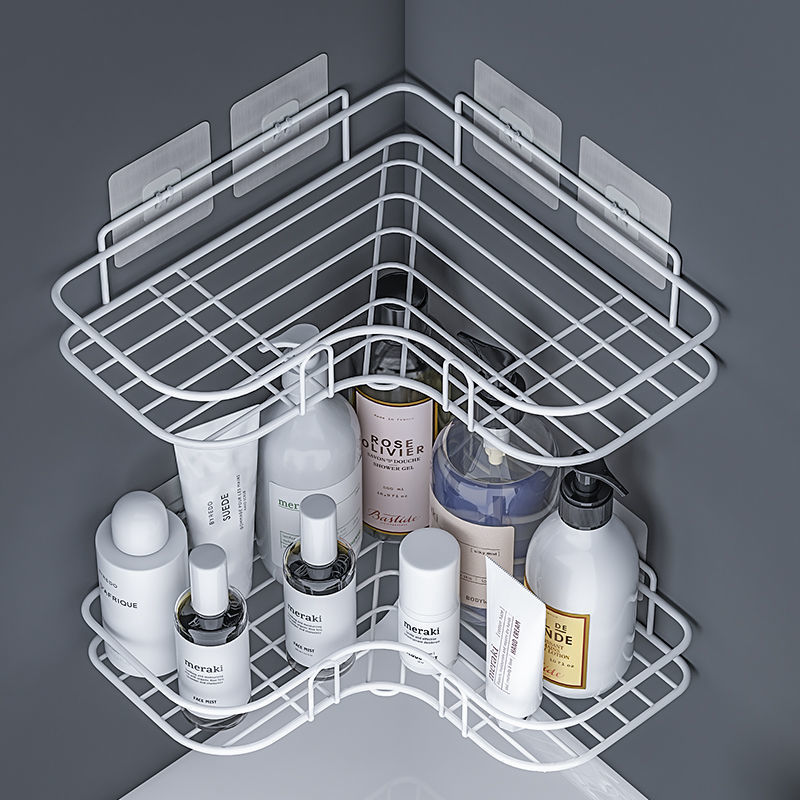 Punch-Free Bathroom Toilet Wall Kitchen Shelf Wall Tripod Holder Storage Rack