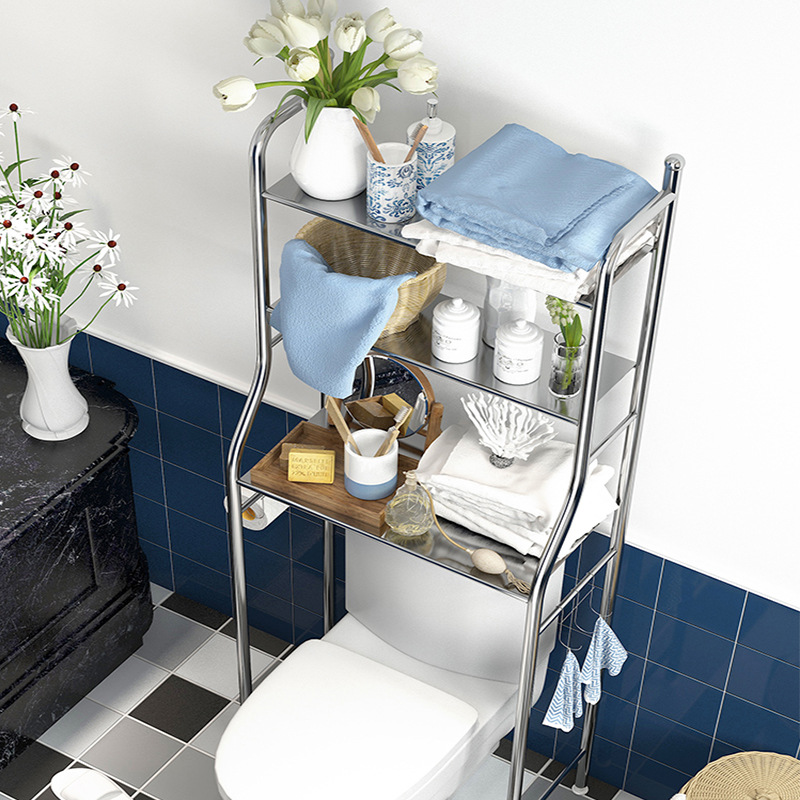 Stainless Steel Bathroom Storage Rack Wall Storage Toilet Washing Machine Toilet Shelf Floor Type