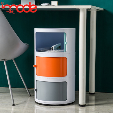 Bedroom Simple Nordic round Storage Cabinet Plastic Multi-Layer Bedside Table Bathroom Cabinet Shelf Side Cabinet