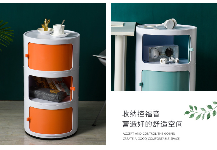 Bedroom Simple Nordic round Storage Cabinet Plastic Multi-Layer Bedside Table Bathroom Cabinet Shelf Side Cabinet Bedroom Simple Nordic round Storage Cabinet Plastic Multi-Layer Bedside Table Bathroom Cabinet Shelf Side Cabinet