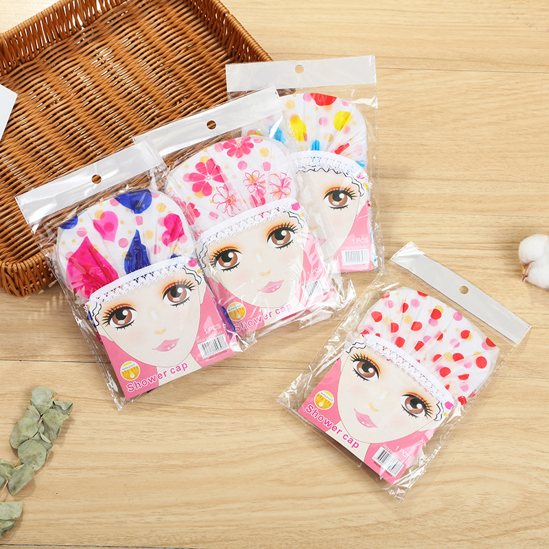 Bath Shower Cap Simple Frosted Translucent Women&#039;s Printed Color Adult Bandeau Head Cover Shower Cap