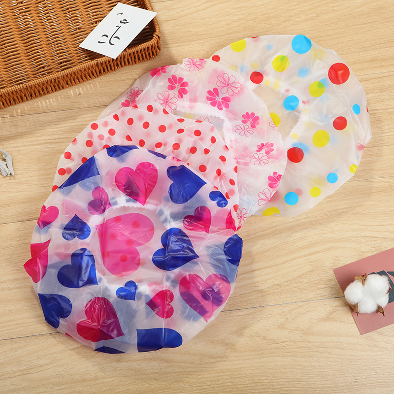 Bath Shower Cap Simple Frosted Translucent Women&#039;s Printed Color Adult Bandeau Head Cover Shower Cap