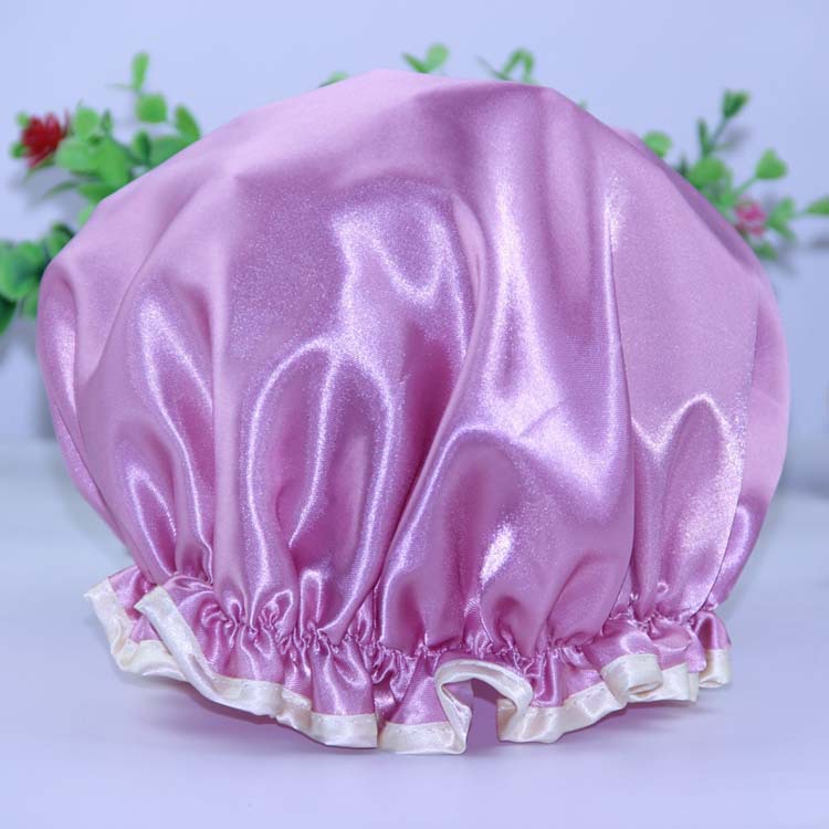 Double layer thickened waterproof satin shower cap wash cap shampoo kitchen anti-fog hat hat Double layer thickened waterproof satin shower cap wash cap shampoo kitchen anti-fog hat hat
