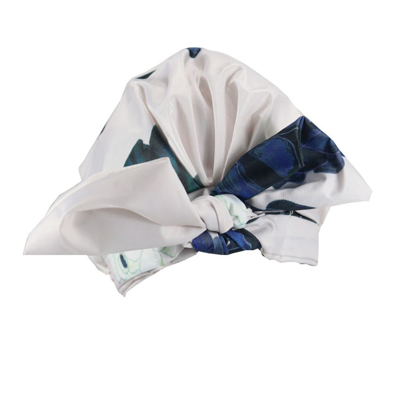 Shower Cap Waterproof Amazon Elastic Bow Black and White Stripes Shower Cap Female Yiwu Manufacturers Can Make a Variety of Patterns