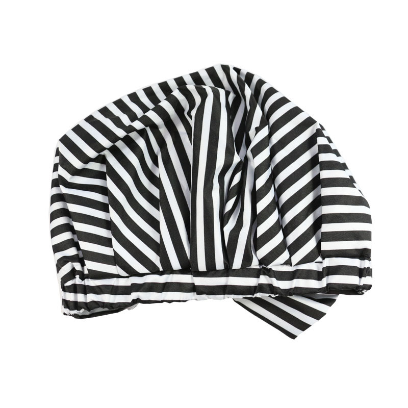 Shower Cap Waterproof Amazon Elastic Bow Black and White Stripes Shower Cap Female Yiwu Manufacturers Can Make a Variety of Patterns Shower Cap Waterproof Amazon Elastic Bow Black and White Stripes Shower Cap Female Yiwu Manufacturers Can Make a Variety of Patterns