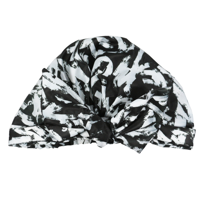 Shower Cap Waterproof Amazon Elastic Bow Black and White Stripes Shower Cap Female Yiwu Manufacturers Can Make a Variety of Patterns Shower Cap Waterproof Amazon Elastic Bow Black and White Stripes Shower Cap Female Yiwu Manufacturers Can Make a Variety of Patterns