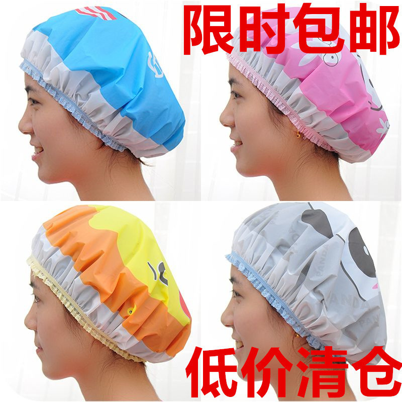 Cute cartoon adult lady shower cap Japanese thickened shampoo shower cap lampblack hat