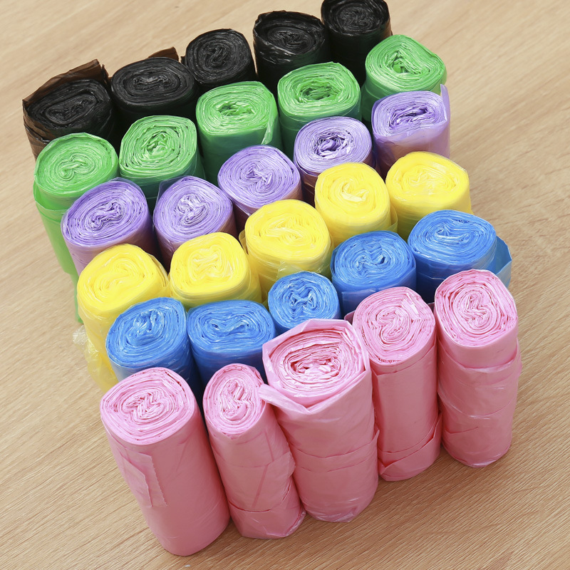 Point-Breaking Thickened Household Kitchen Portable Vest Garbage Bag New Material Multicolor, Large Garbage Bag 100 Pieces