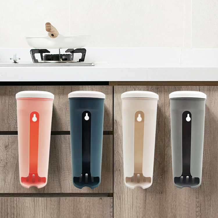 Garbage Bag Storage Box Kitchen Convenient Plastic Bag Collector Bag Storage Box Wall-Mounted Removable Plastic Bag Storage
