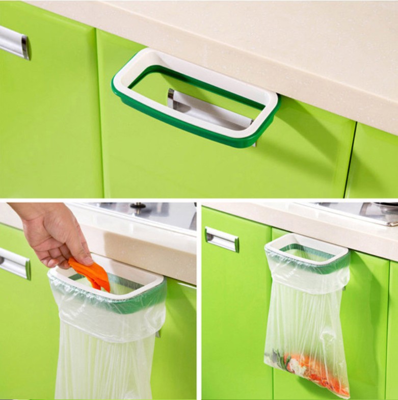 Anti-off Design Cabinet Garbage Rack Garbage Bag Storage Box Hanging Trash Rack