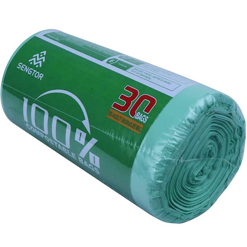 Full Biodegradable Flat Bag English Version PLA Compostable Household Garbage Bag Spot Direct Supply