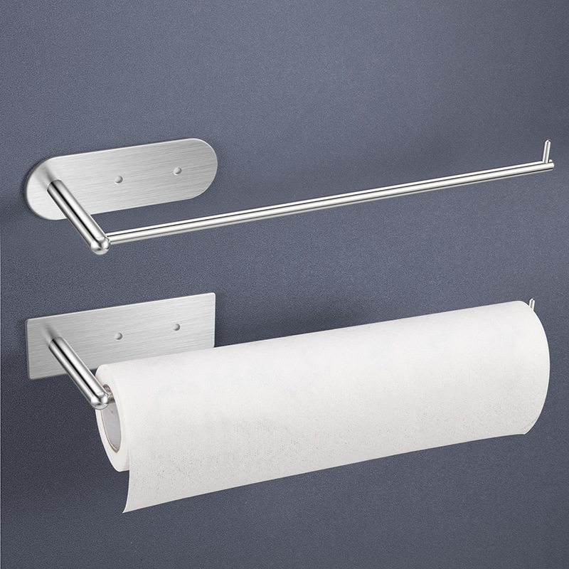 304 Stainless Steel Kitchen Roll Stand Hole-Free Plastic Wrap Rack Tissue Rack Hole 
