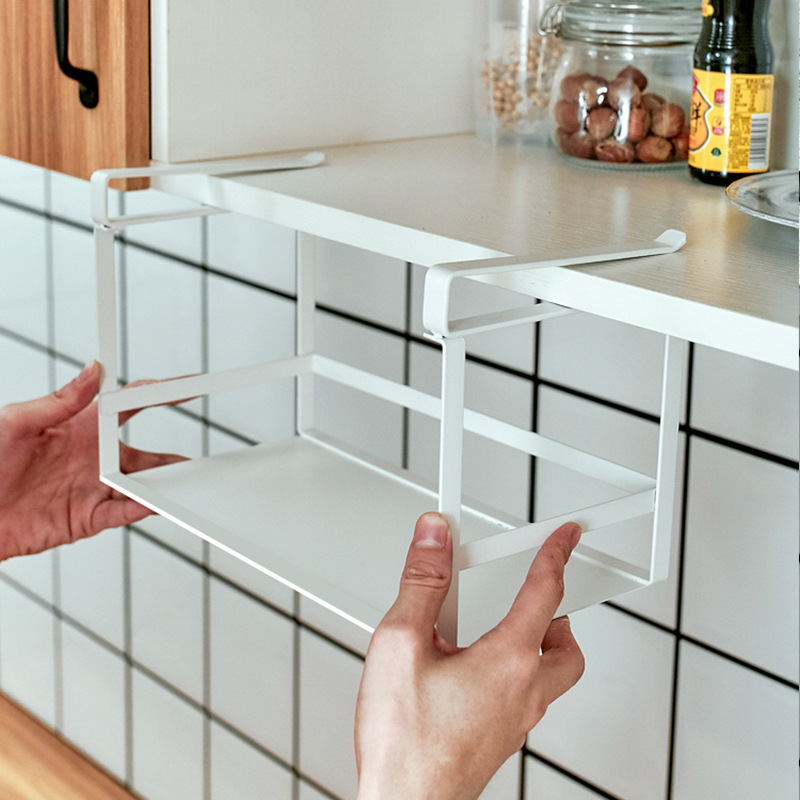 Japanese-Style Cabinet Hanging Roll Stand Punch-Free Wall-Mounted Kitchen Towel Rack Household Wipes Plastic Wrap Storage Rack