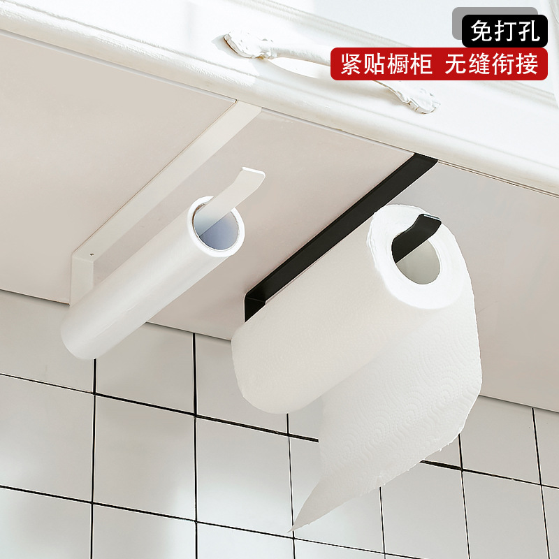 Japanese-Style Cabinet Hanging Roll Stand Punch-Free Wall-Mounted Kitchen Towel Rack Household Wipes Plastic Wrap Storage Rack