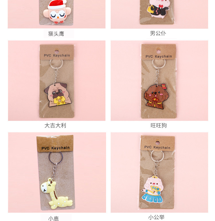 Factory Direct Supply Paper Card PVC Flexible Glue Keychain Cartoon Car Key Pendant Push Gift Wholesale plus Logo