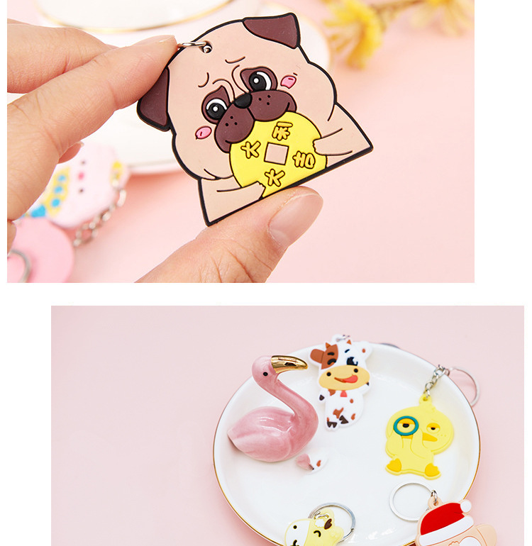 Factory Direct Supply Paper Card PVC Flexible Glue Keychain Cartoon Car Key Pendant Push Gift Wholesale plus Logo