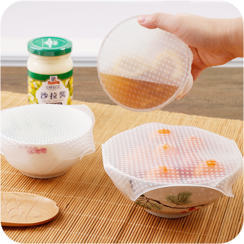Transparent Silicone Sealed Cap Refrigerator Plastic Wrap Food Grade Bowl Cover Microwave Oven Heating Lid Fresh Cover