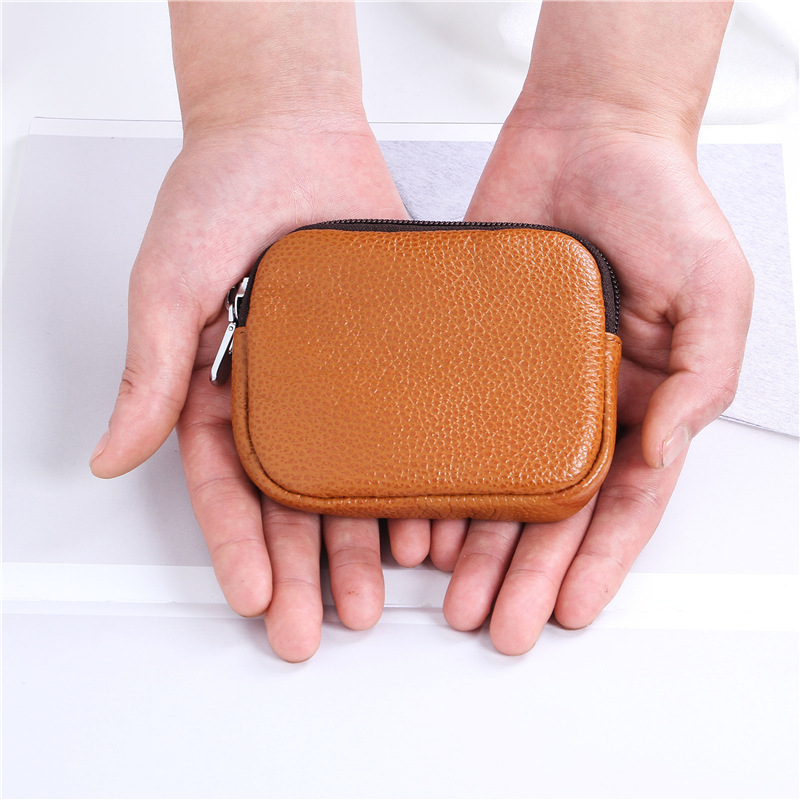 Genuine Leather Coin Purse Bus Card Package Driving License Creative Korean Version Zip Key Bag Coin Bus Earplugs Cowhide