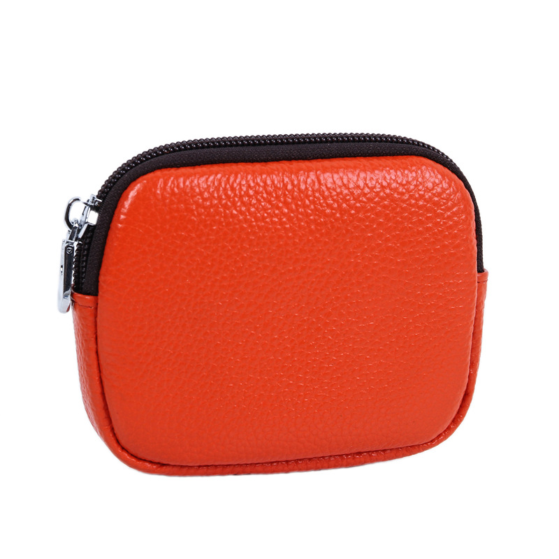 Genuine Leather Coin Purse Bus Card Package Driving License Creative Korean Version Zip Key Bag Coin Bus Earplugs Cowhide