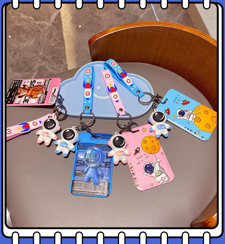 Baimao Cartoon Astronaut Keychain Creative School Card Personality Bus Pass Exquisite Certificate Protective Cover Package Pendant