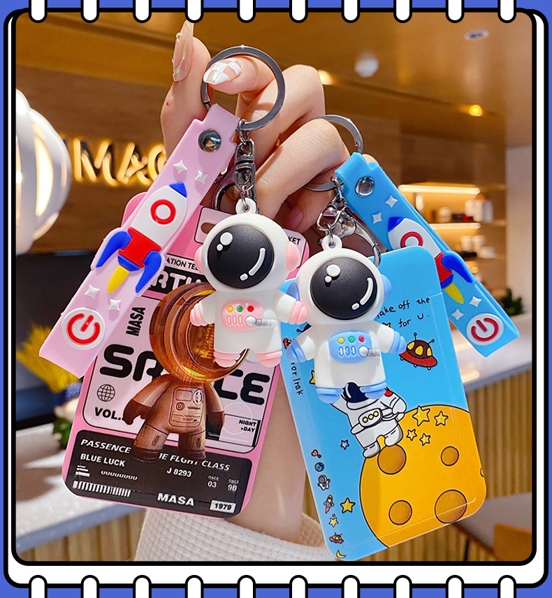 Baimao Cartoon Astronaut Keychain Creative School Card Personality Bus Pass Exquisite Certificate Protective Cover Package Pendant