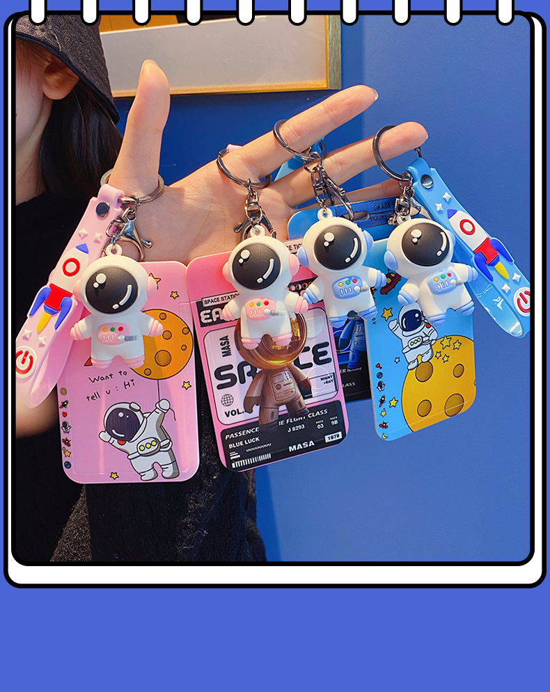 Baimao Cartoon Astronaut Keychain Creative School Card Personality Bus Pass Exquisite Certificate Protective Cover Package Pendant