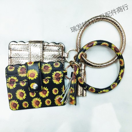 European and American fashion fringe bracelet key ring card bag PU fringe pendant leather bracelet wholesale manufacturers direct sales