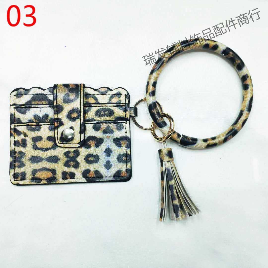 European and American fashion fringe bracelet key ring card bag PU fringe pendant leather bracelet wholesale manufacturers direct sales