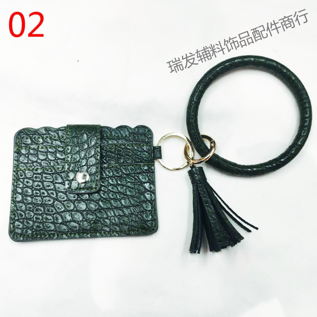 European and American fashion fringe bracelet key ring card bag PU fringe pendant leather bracelet wholesale manufacturers direct sales